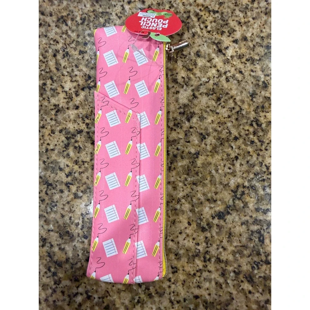 Pink Elastic Pencil Pouch for Notebook Planner School Supplies Pencil Pattern